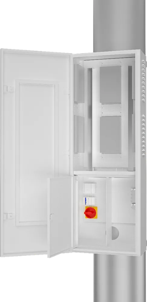 Open cabinet showing driver bay and switch bay