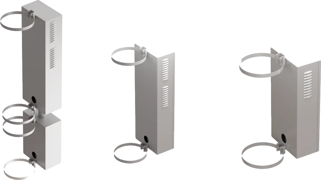 Standard remote driver cabinet enclosures A+B, C and E with pole bands
