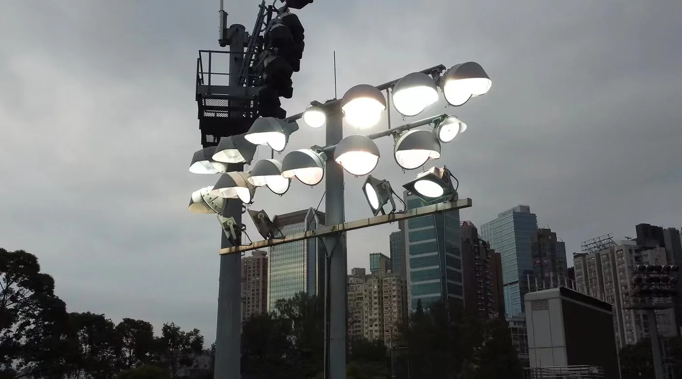 Cluster of legacy 2000 W metal-halide floodlights
