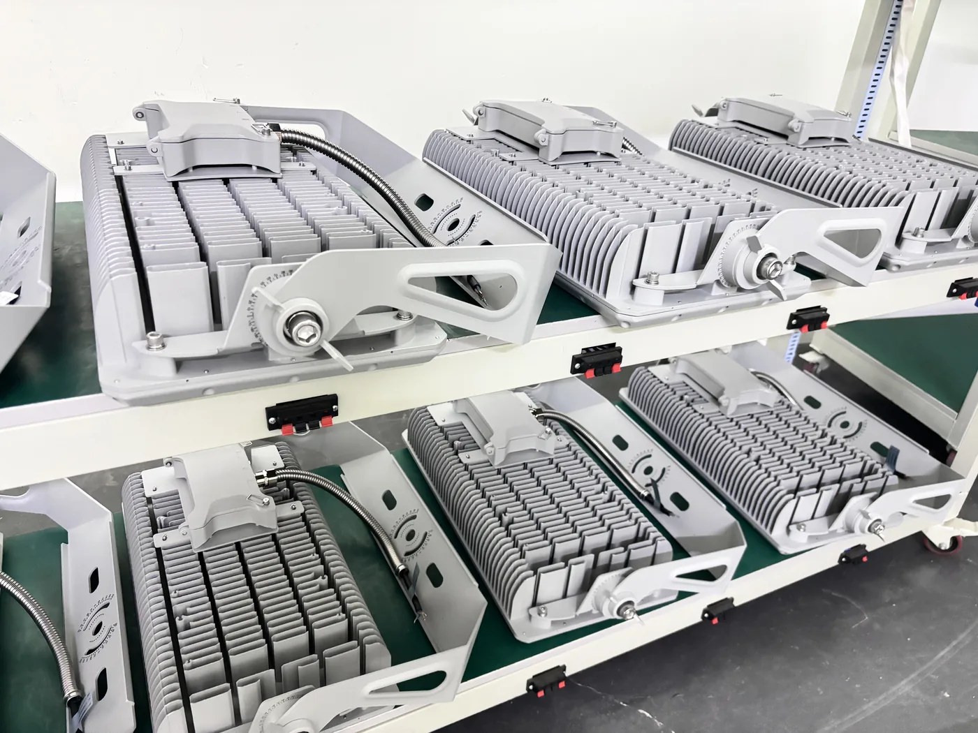 Finished Apollo fixtures on racks