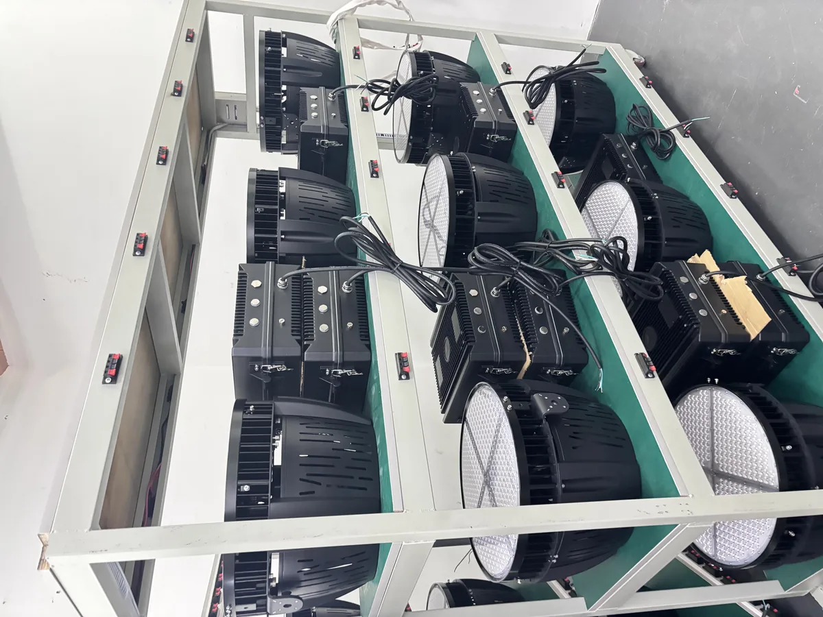 Finished Scorpius fixtures on racks