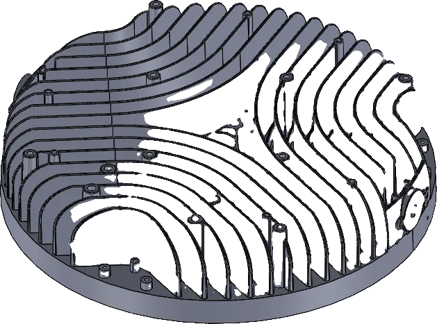 Die-cast ADC12 heatsink, spiral fins